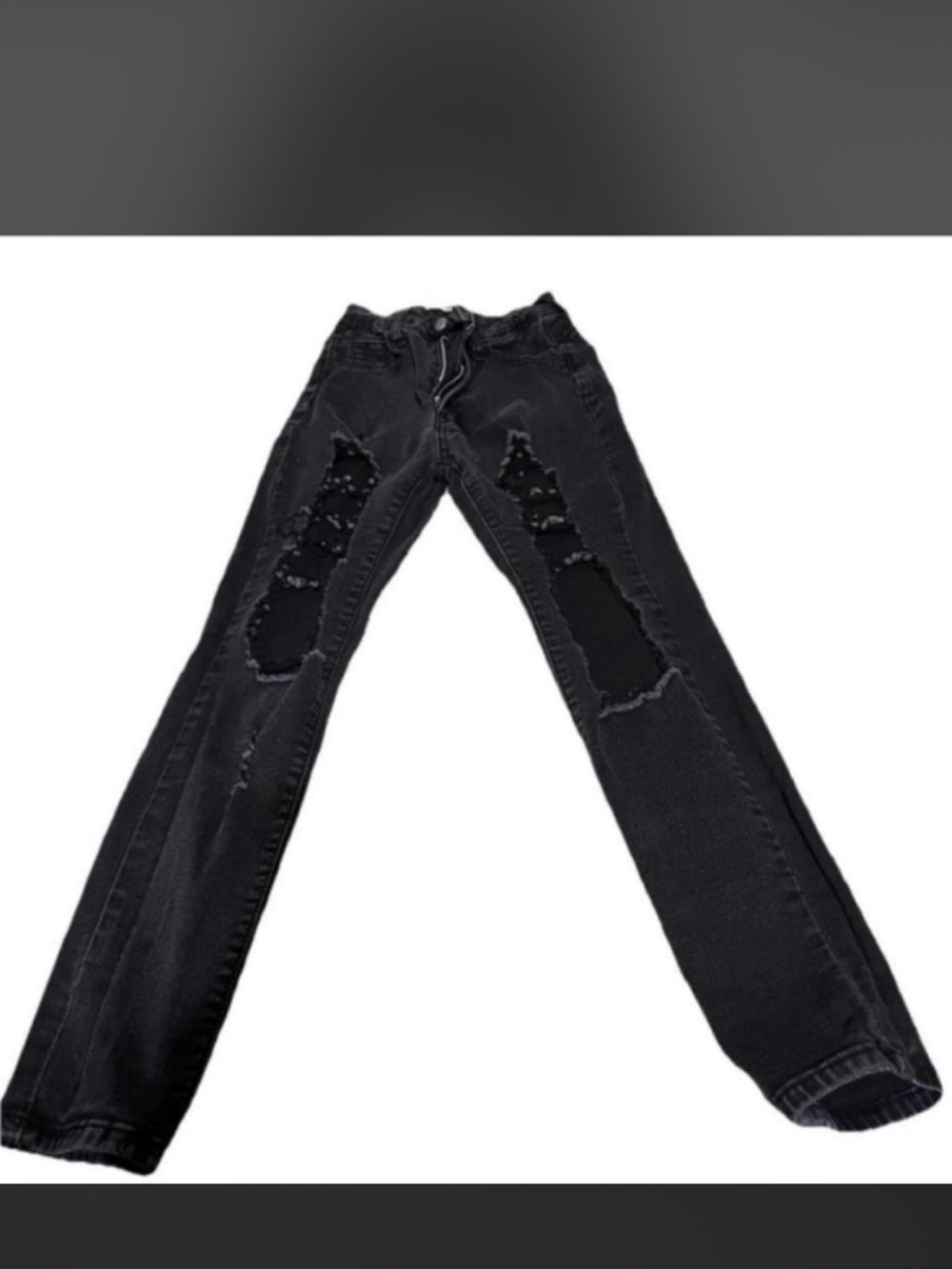 Women's Black Distressed Skinny Jeans - Trendy Ripped Style